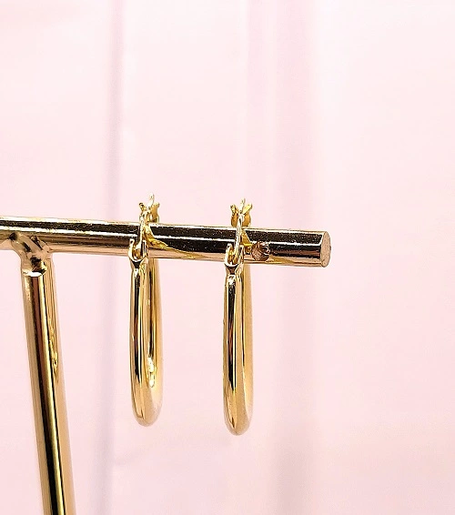 Златни обеци халки с френско закопчаване